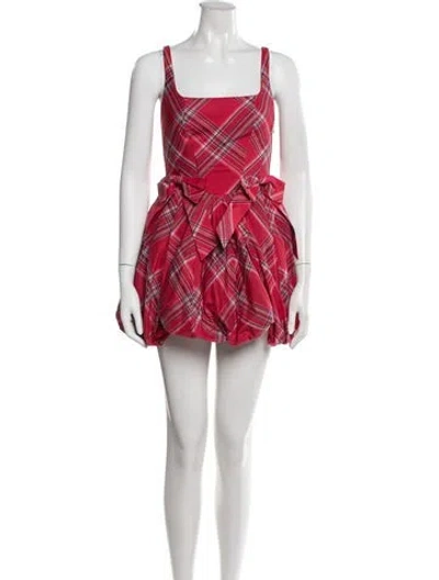 Pre-owned Loveshackfancy Plaid Print Mini Dress In Red