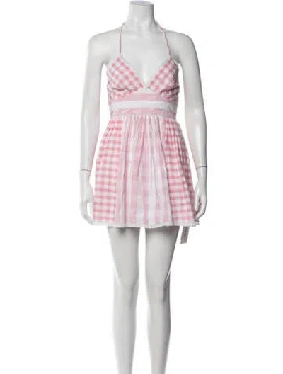 Pre-owned Loveshackfancy Plaid Print Mini Dress W/ Tags In Multicolor