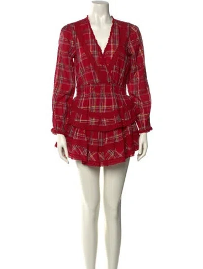 Pre-owned Loveshackfancy Plaid Print Mini Dress W/ Tags In Pink