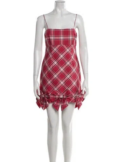 Pre-owned Loveshackfancy Plaid Print Mini Dress W/ Tags In Pink