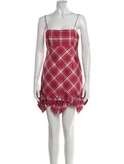 Pre-owned Loveshackfancy Plaid Print Mini Dress W/ Tags In Pink