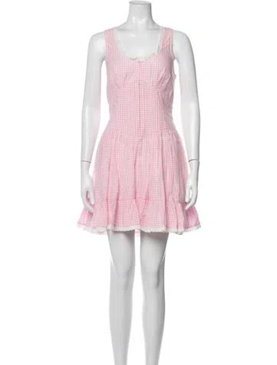 Pre-owned Loveshackfancy Plaid Print Mini Dress W/ Tags In Pink