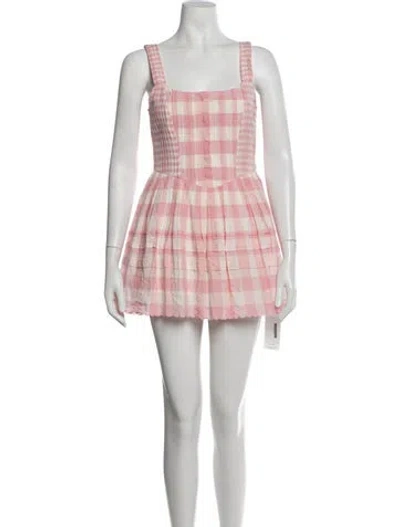 Pre-owned Loveshackfancy Plaid Print Mini Dress W/ Tags In Pink