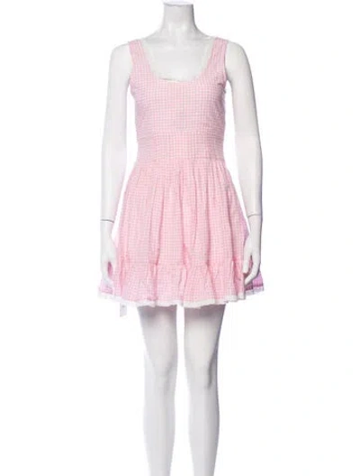 Pre-owned Loveshackfancy Plaid Print Mini Dress W/ Tags In Pink