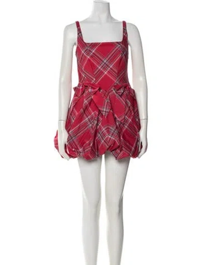 Pre-owned Loveshackfancy Plaid Print Mini Dress W/ Tags In Red