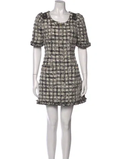 Pre-owned Loveshackfancy Plaid Print Mini Dress In White