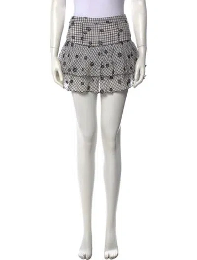 Pre-owned Loveshackfancy Plaid Print Mini Skirt In Black/white