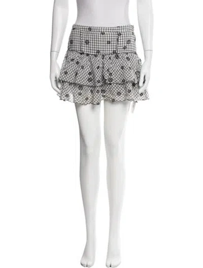 Pre-owned Loveshackfancy Plaid Print Mini Skirt In Black/white