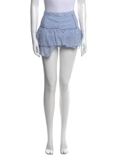 Pre-owned Loveshackfancy Plaid Print Mini Skirt In Blue