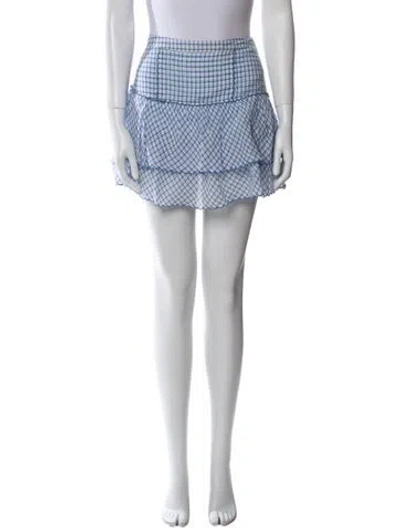 Pre-owned Loveshackfancy Plaid Print Mini Skirt In Blue