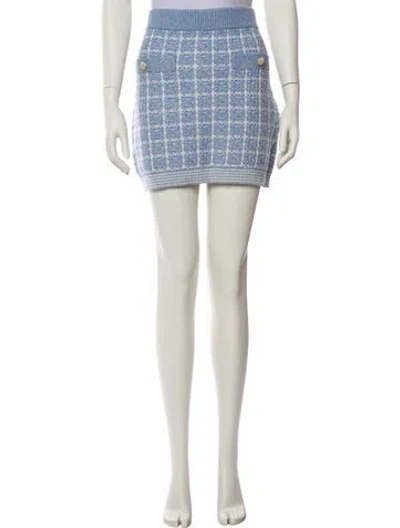 Pre-owned Loveshackfancy Plaid Print Mini Skirt In Blue