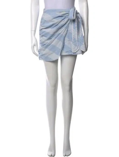 Pre-owned Loveshackfancy Plaid Print Mini Skirt In Blue