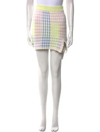 Pre-owned Loveshackfancy Plaid Print Mini Skirt In Green