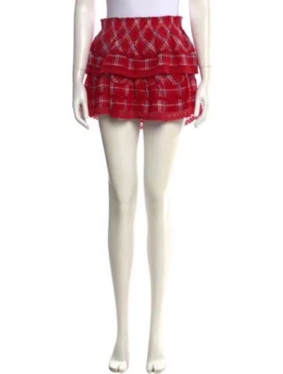 Pre-owned Loveshackfancy Plaid Print Mini Skirt In Multi