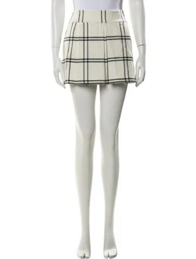 Pre-owned Loveshackfancy Plaid Print Mini Skirt In Neutral