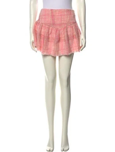 Pre-owned Loveshackfancy Plaid Print Mini Skirt In Pink