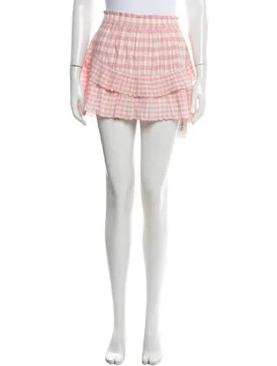 Pre-owned Loveshackfancy Plaid Print Mini Skirt In Pink
