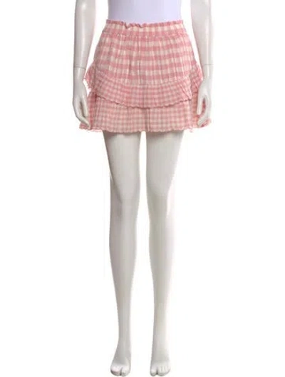 Pre-owned Loveshackfancy Plaid Print Mini Skirt In Pink