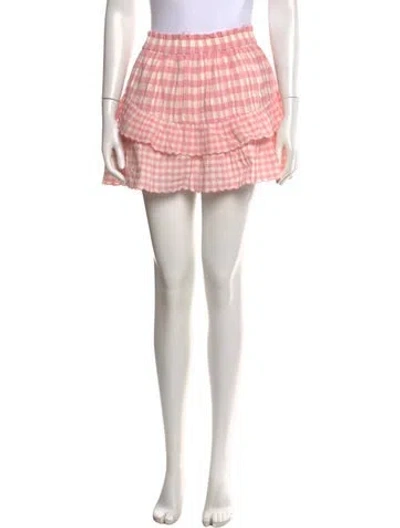 Pre-owned Loveshackfancy Plaid Print Mini Skirt In Pink