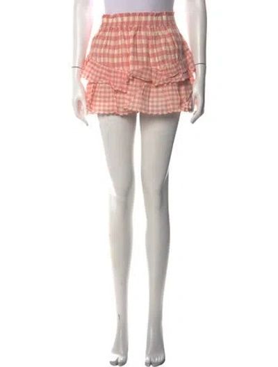 Pre-owned Loveshackfancy Plaid Print Mini Skirt In Pink