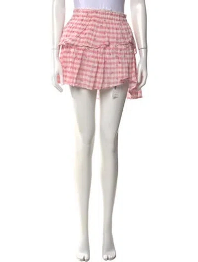 Pre-owned Loveshackfancy Plaid Print Mini Skirt In Pink