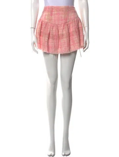 Pre-owned Loveshackfancy Plaid Print Mini Skirt In Pink