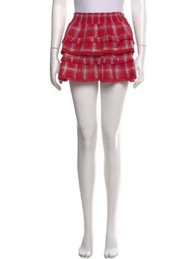 Pre-owned Loveshackfancy Plaid Print Mini Skirt In Pink
