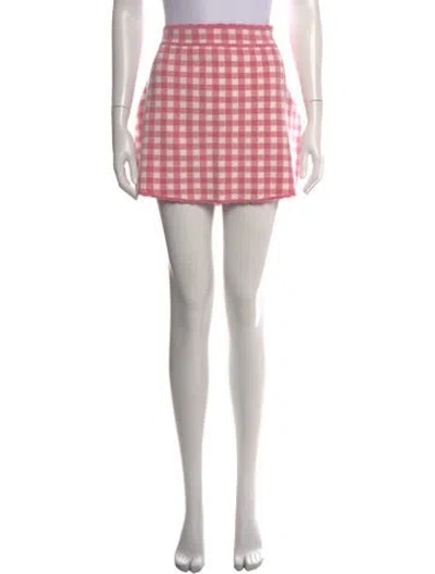 Pre-owned Loveshackfancy Plaid Print Mini Skirt In Pink