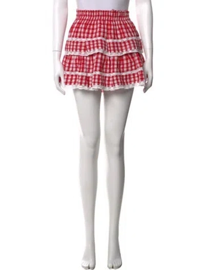 Pre-owned Loveshackfancy Plaid Print Mini Skirt In Pink