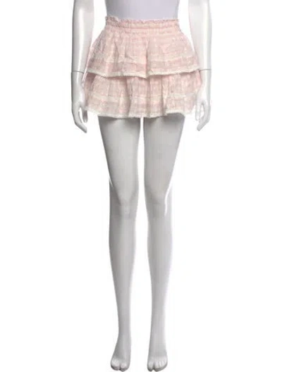 Pre-owned Loveshackfancy Plaid Print Mini Skirt In Pink