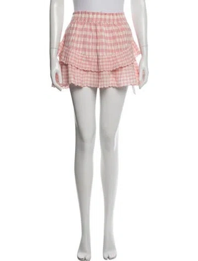 Pre-owned Loveshackfancy Plaid Print Mini Skirt In Pink