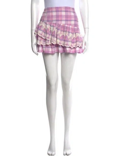 Pre-owned Loveshackfancy Plaid Print Mini Skirt In Purple