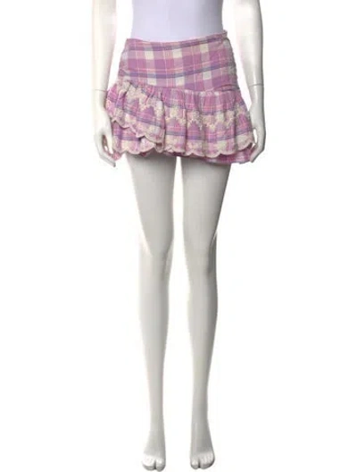 Pre-owned Loveshackfancy Plaid Print Mini Skirt In Purple