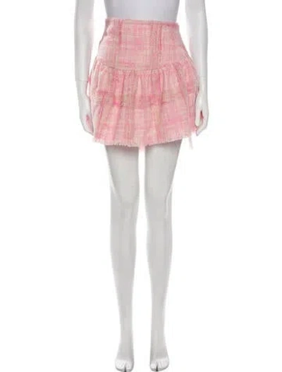 Pre-owned Loveshackfancy Plaid Print Mini Skirt W/ Tags In Pink