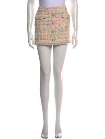 Pre-owned Loveshackfancy Plaid Print Mini Skirt In White