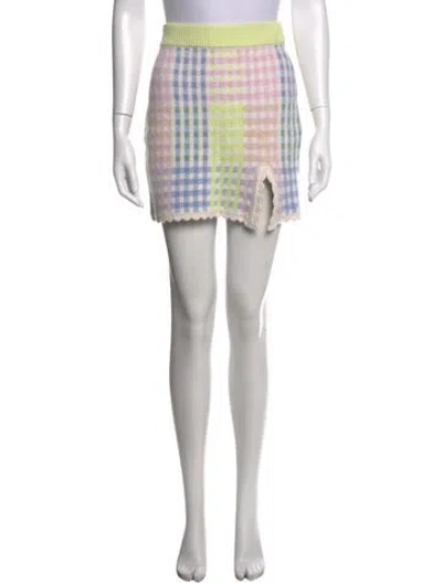 Pre-owned Loveshackfancy Plaid Print Mini Skirt In White