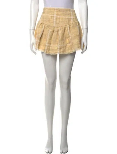 Pre-owned Loveshackfancy Plaid Print Mini Skirt In Yellow
