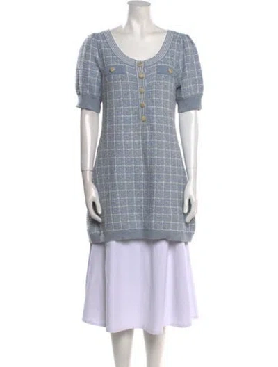 Pre-owned Loveshackfancy Plaid Print Scoop Neck Sweater In Blue