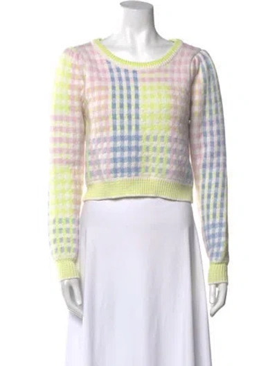 Pre-owned Loveshackfancy Plaid Print Scoop Neck Sweater In Green