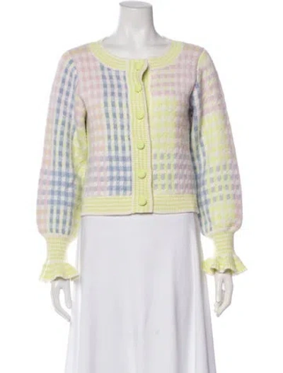 Pre-owned Loveshackfancy Plaid Print Scoop Neck Sweater In Purple