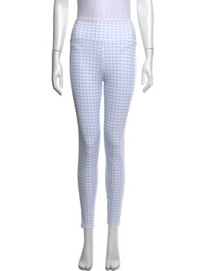 Pre-owned Loveshackfancy Plaid Print Skinny Leg Pants W/ Tags In Blue