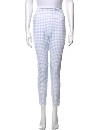 Pre-owned Loveshackfancy Plaid Print Straight Leg Pants W/ Tags In White