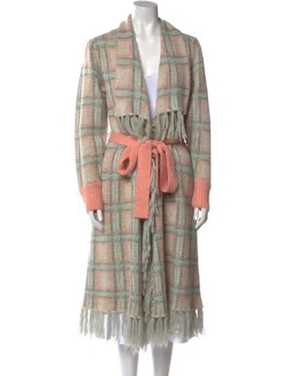 Pre-owned Loveshackfancy Plaid Print V-neck Sweater In Pink