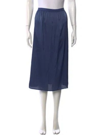 Pre-owned Loveshackfancy Pleated Accents Midi Length Skirt In Blue
