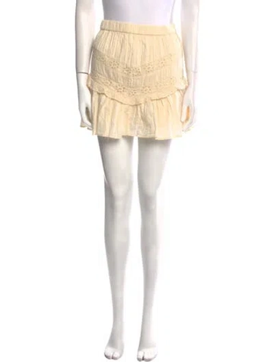 Pre-owned Loveshackfancy Pleated Accents Mini Skirt In Neutral