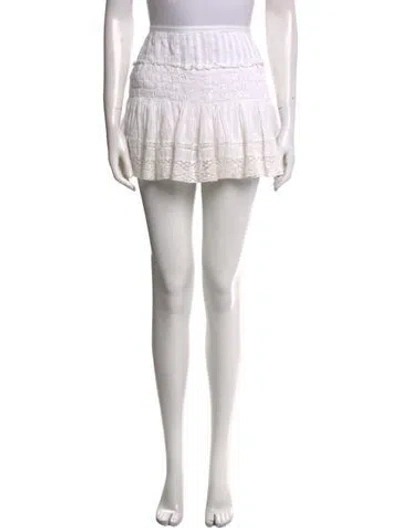 Pre-owned Loveshackfancy Pleated Accents Mini Skirt In White