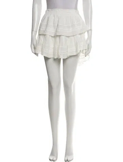 Pre-owned Loveshackfancy Pleated Accents Mini Skirt In White