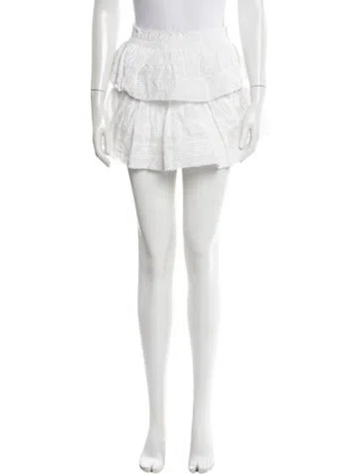 Pre-owned Loveshackfancy Pleated Accents Mini Skirt In White