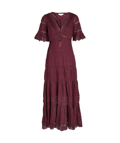 Loveshackfancy Pleated Detail Dress In Burgundy