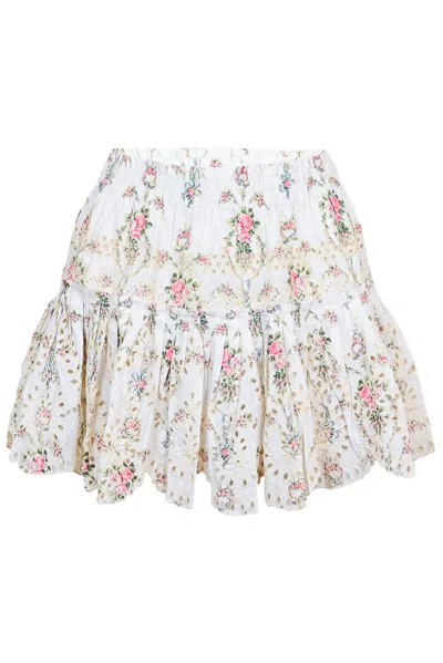 Loveshackfancy Pleated Mini Skirt In Floral Print In Multi